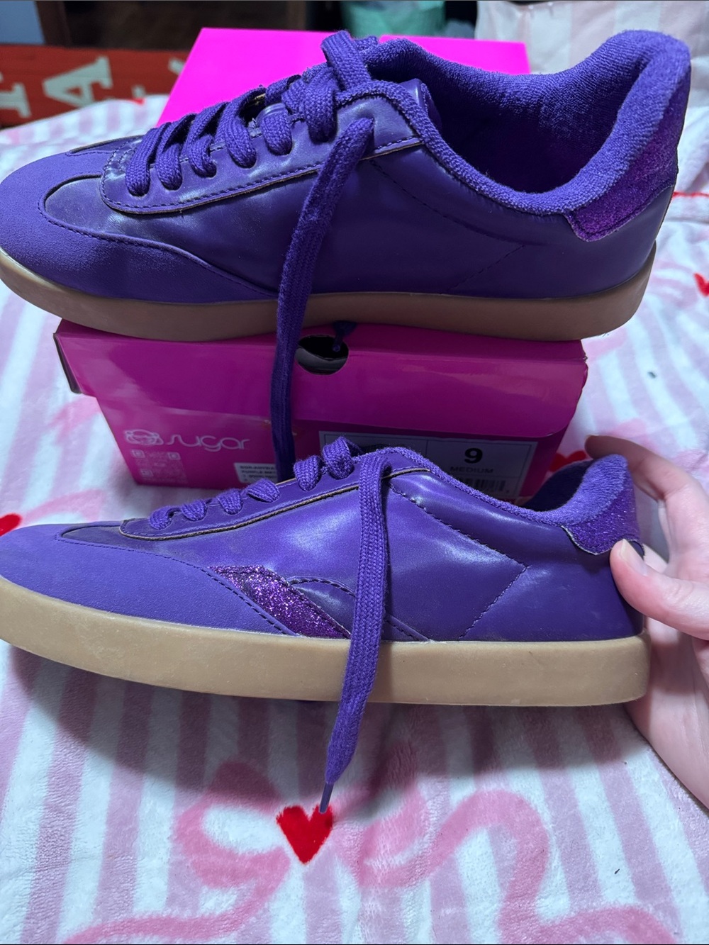 Sugar Purple Lace-Up Sneakers with Gum Sole